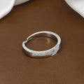 Minimalist Silver Adjustable Ring with Sparkling Crystal Accents