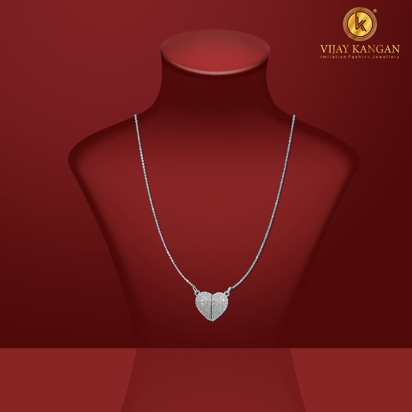 Heart Shape Imported Silverpolished Pendent Chain