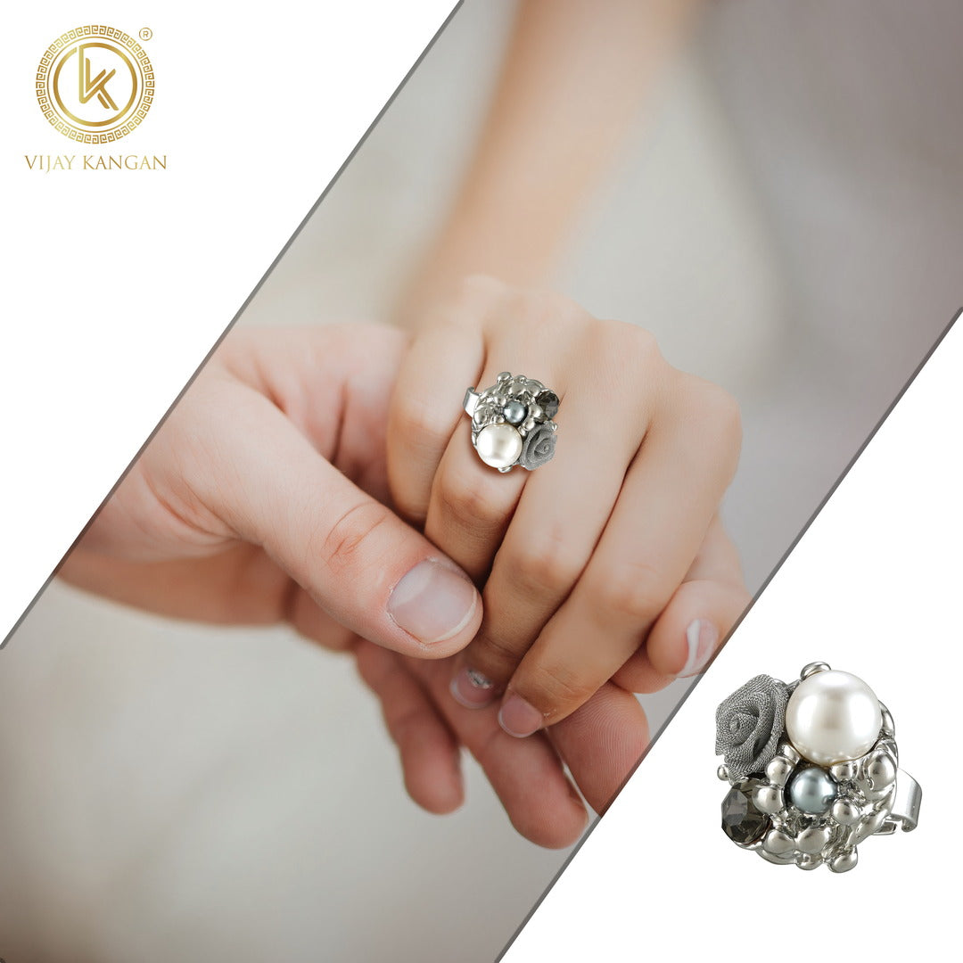 Silverpolished Imported Reception Wear Freesize Ring