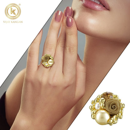 Goldpolished Imported Reception Wear Freesize Ring