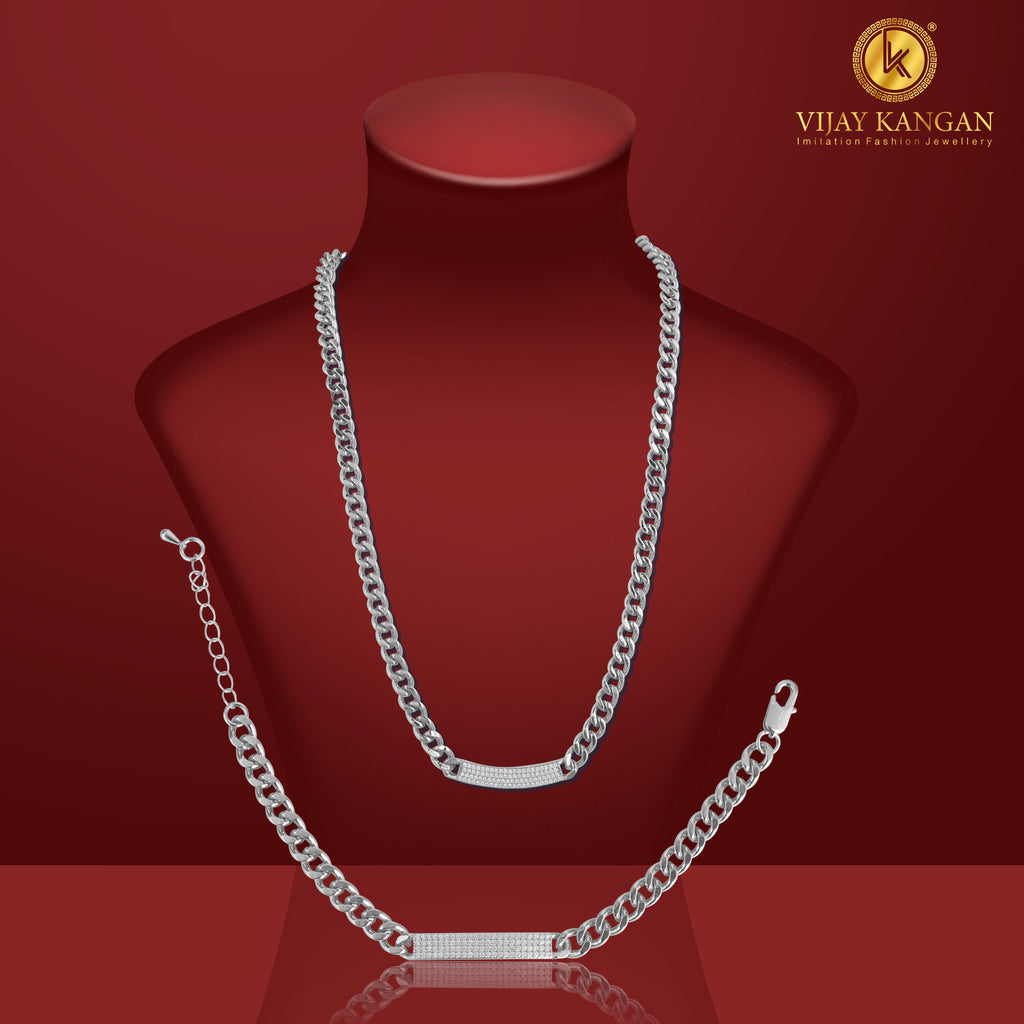 Silverpolish Necklace And Bracelet With Diamond Combo Jewelry