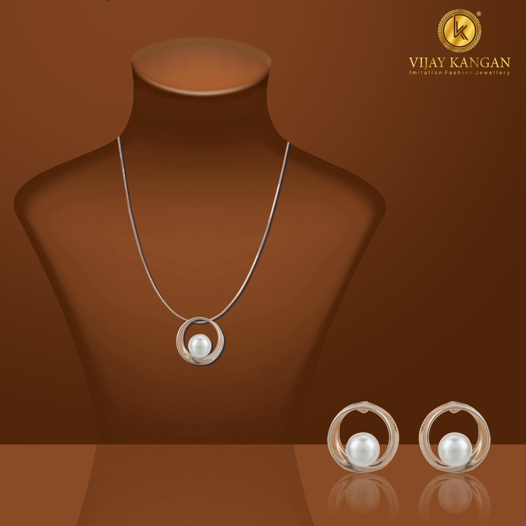 18k Rosepolished Swarovski Designer Pendent Set