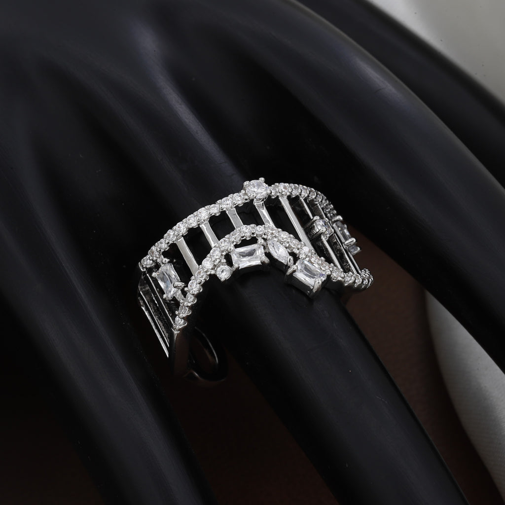 Modern Architectural Crown Free Size Ring