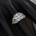 Marquise & Round Zirconia Silver Floral Cluster Ring