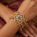 Traditional Indian Antique Gold Floral Statement Bracelet