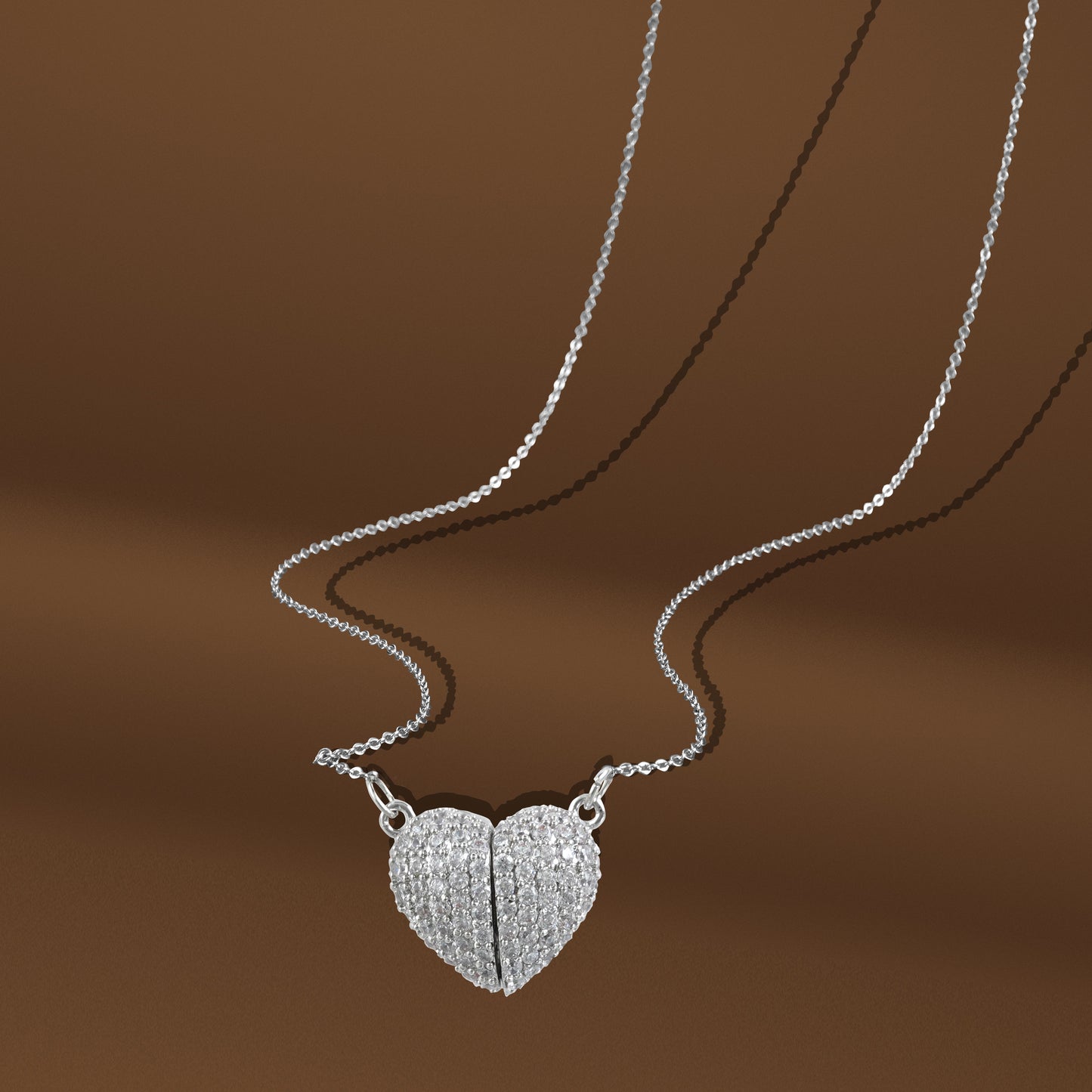 Heart Shape Imported Silverpolished Pendent Chain