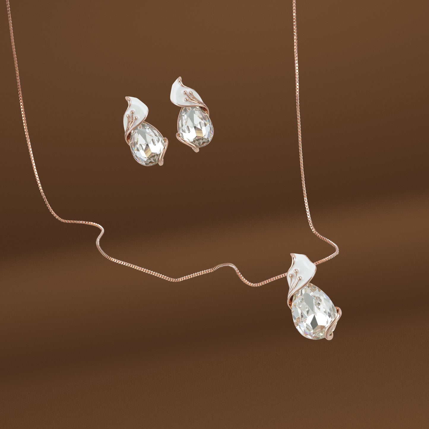 Swarovski Designer Perl White Stone Pendent Set
