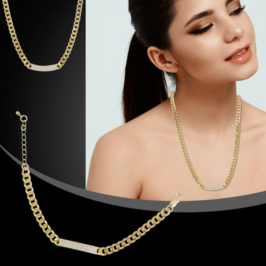 Goldpolish Necklace And Bracelet With Diamond Combo Jewelry