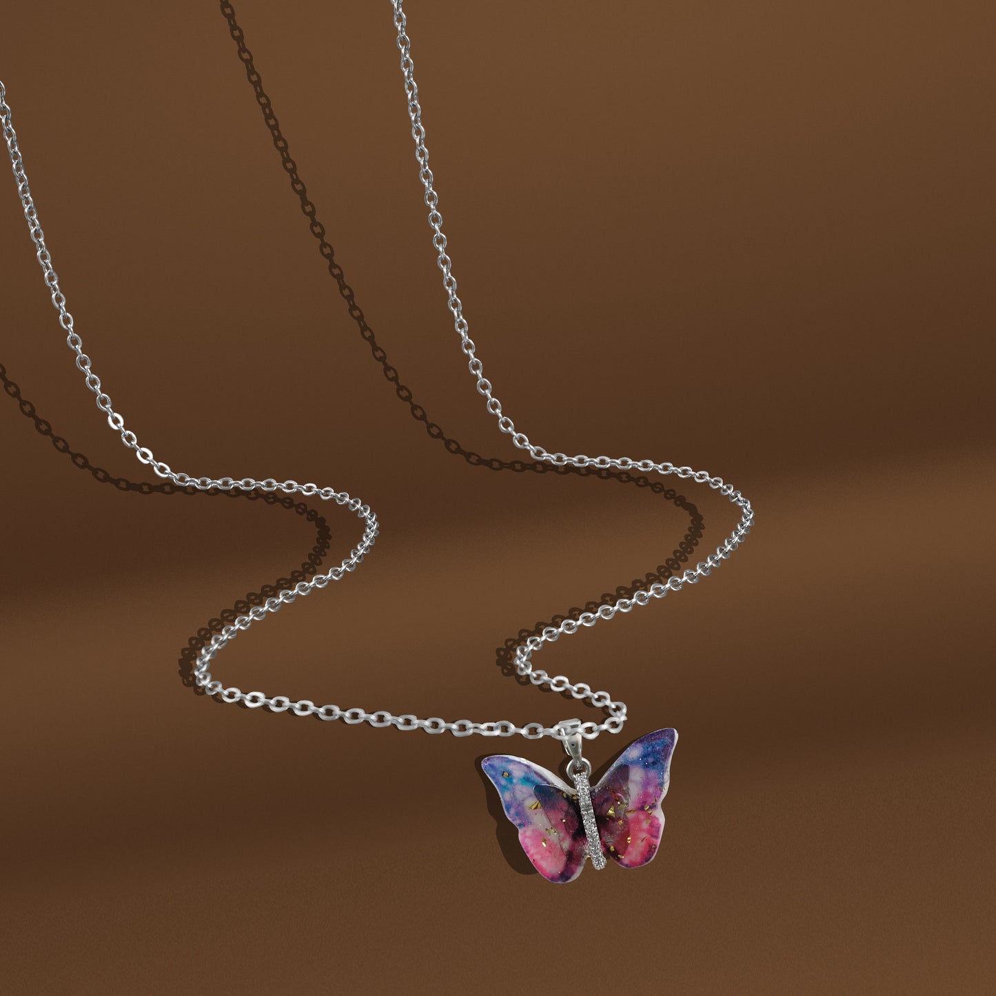 Silverpolished Multi Color Butterfly Wing Pendent Tanmaniya