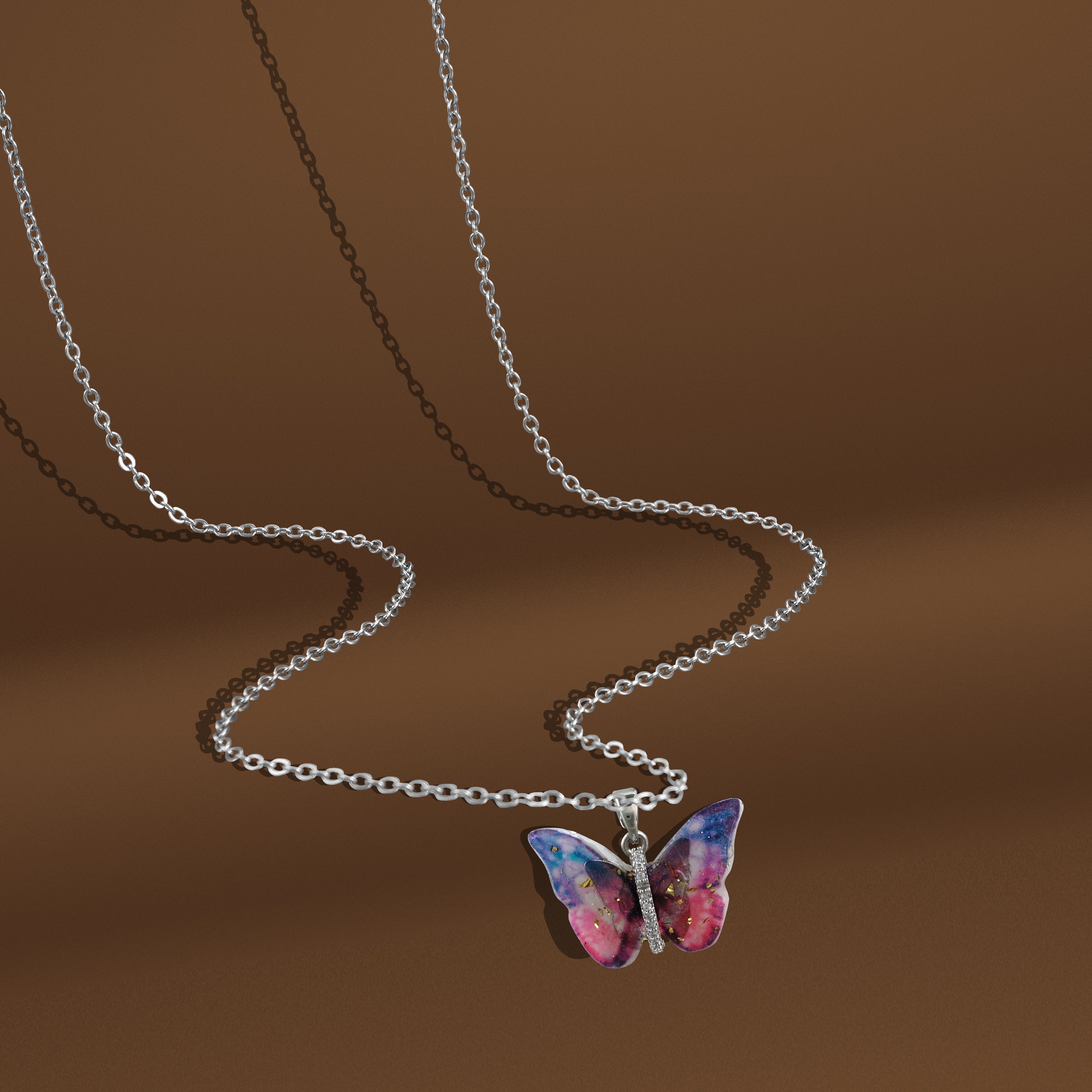 Silverpolished Multi Color Butterfly Wing Pendent Tanmaniya
