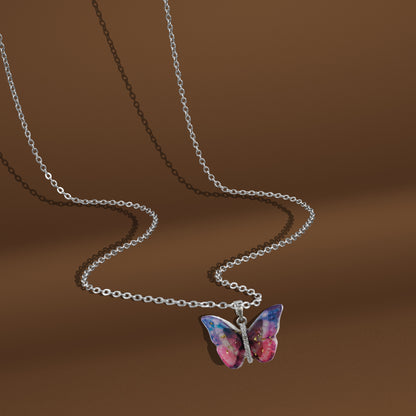 Silverpolished Multi Color Butterfly Wing Pendent Tanmaniya