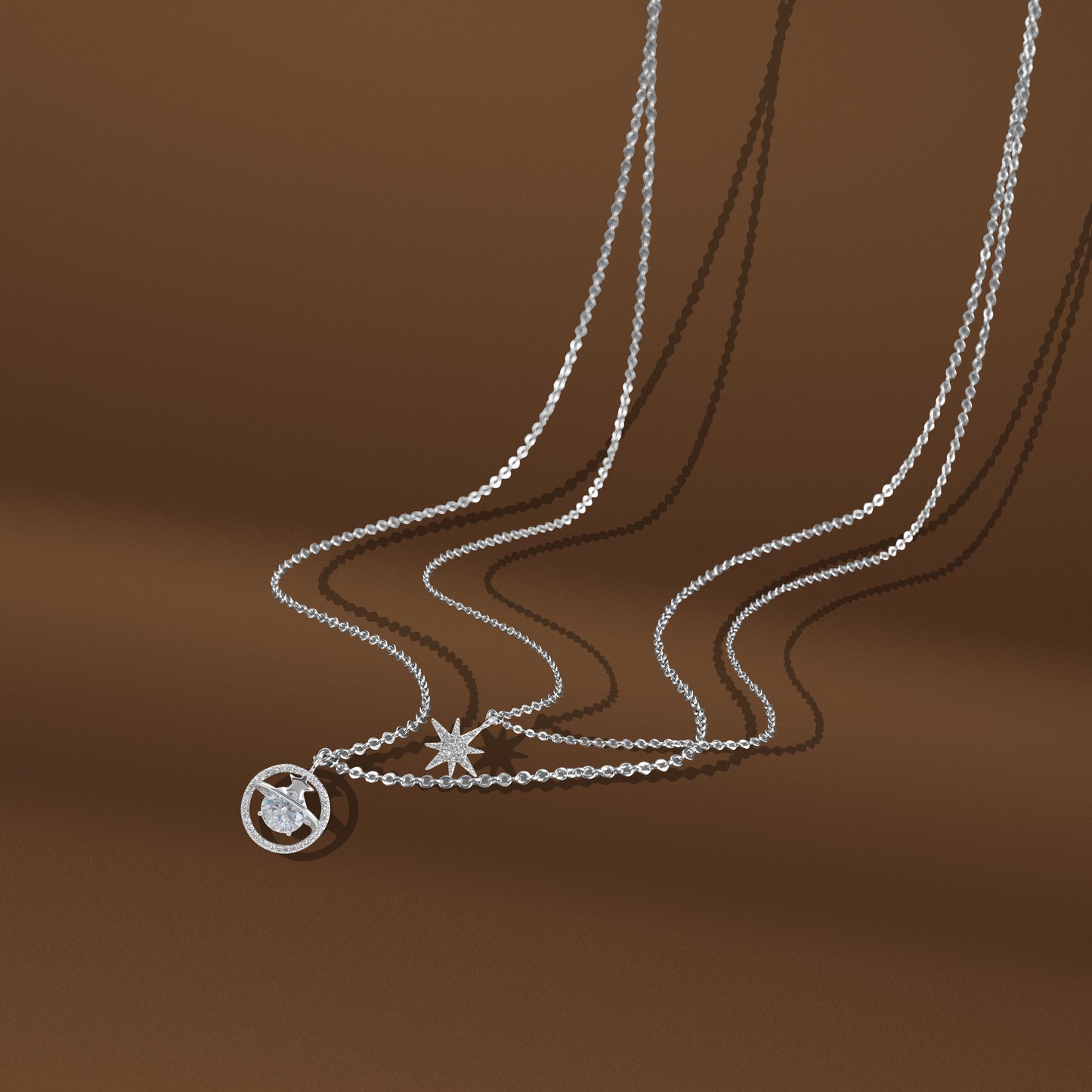 Double Chain Pendent Silverpolished Imported Chain