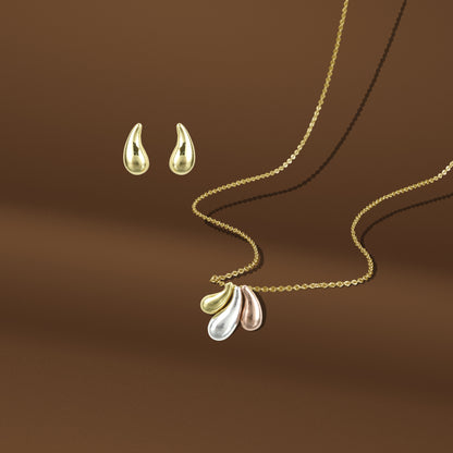 18k Mixpolished Swarovski Pear Shape Pendent Set