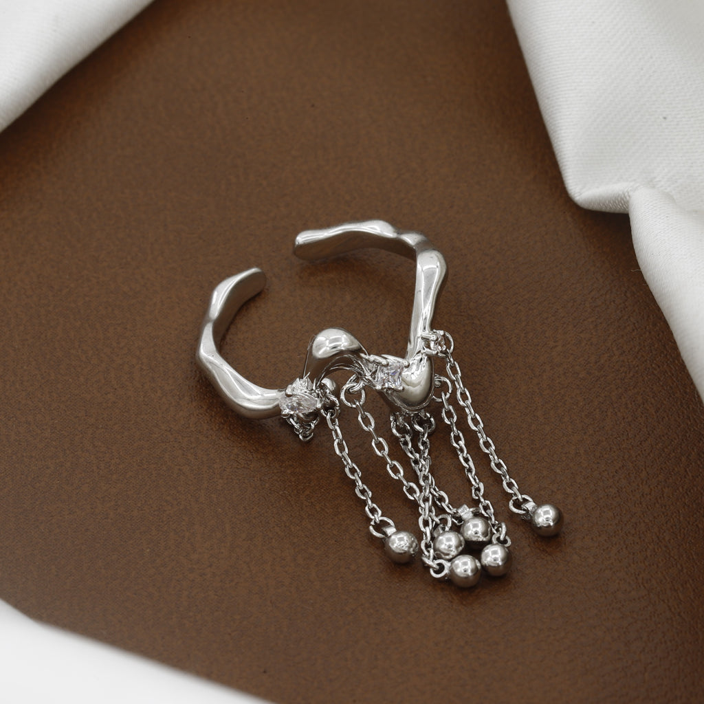 Silver Molten Lava Fringe Ring