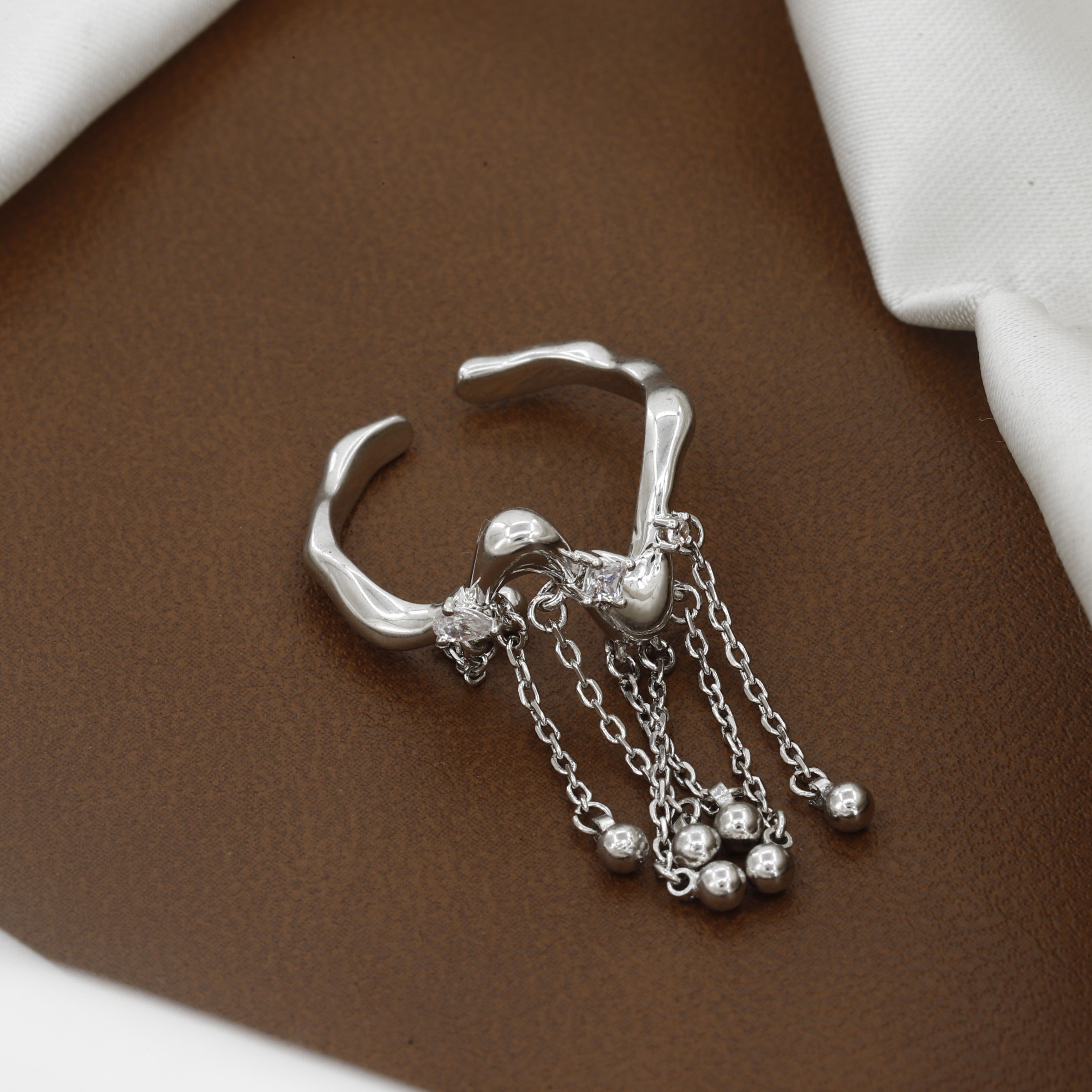 Silver Molten Lava Fringe Ring