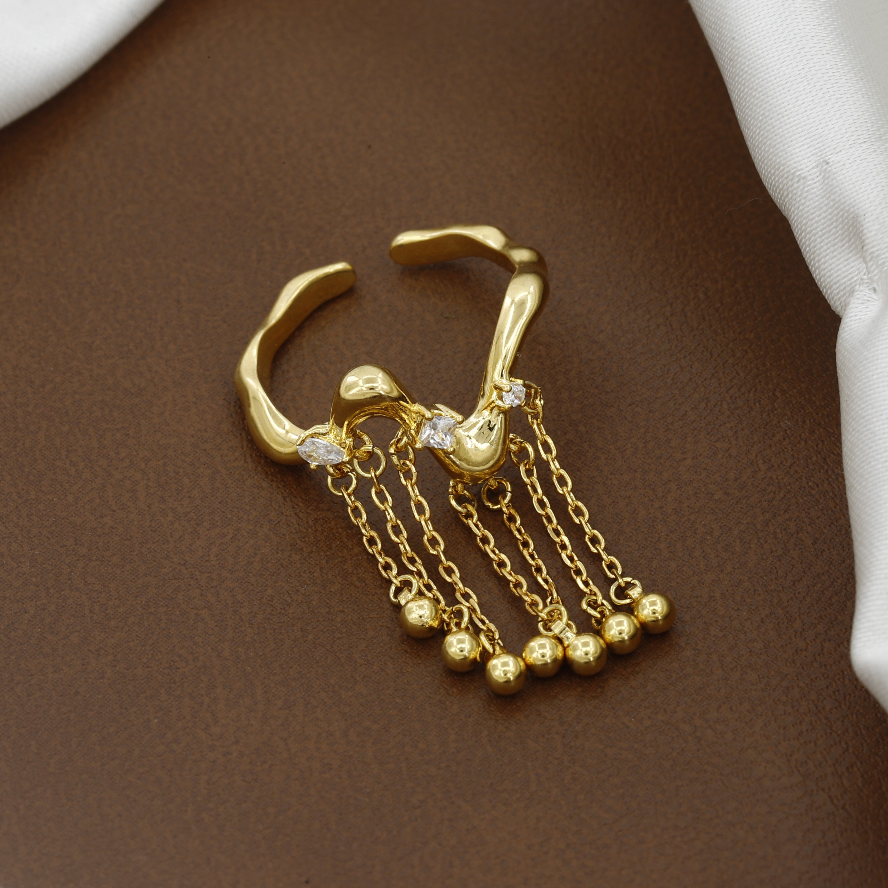 Gold Molten Lava Fringe Ring