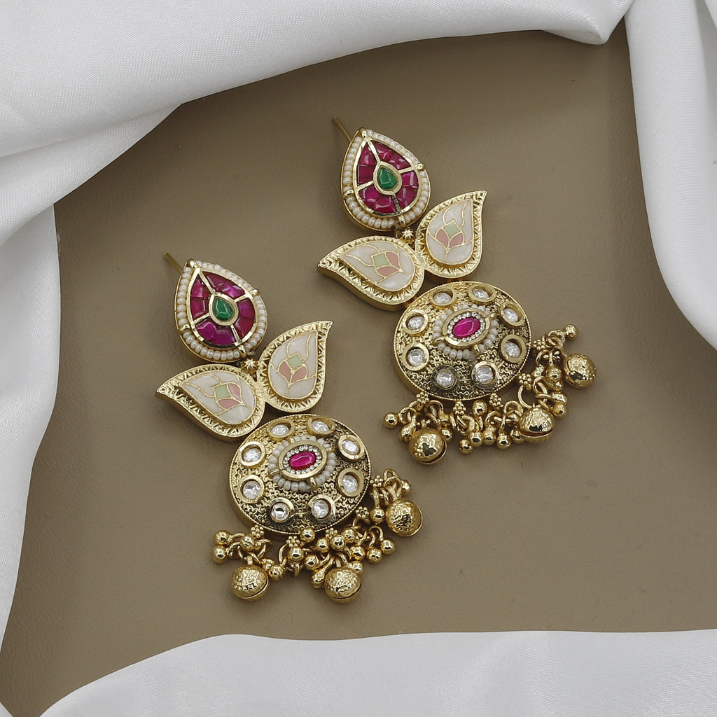 Handcrafted Meenakari & Polki Layered Necklace Set with Seed Pearls