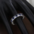 Elegant Sapphire & White Diamond Simulant Free Size Ring