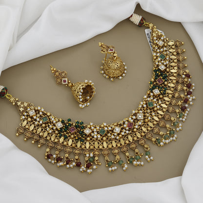Versatile Kundan Necklace Set with Color Drops