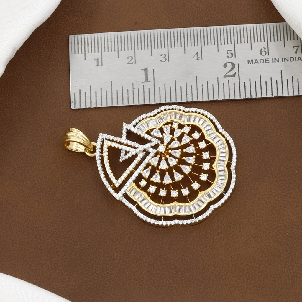 Contemporary Geometric Gold Pendant & Earring Set With Chain