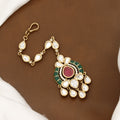 Victorian Polished Elegant Traditional Maang Tikka with Ruby & Emerald Accents