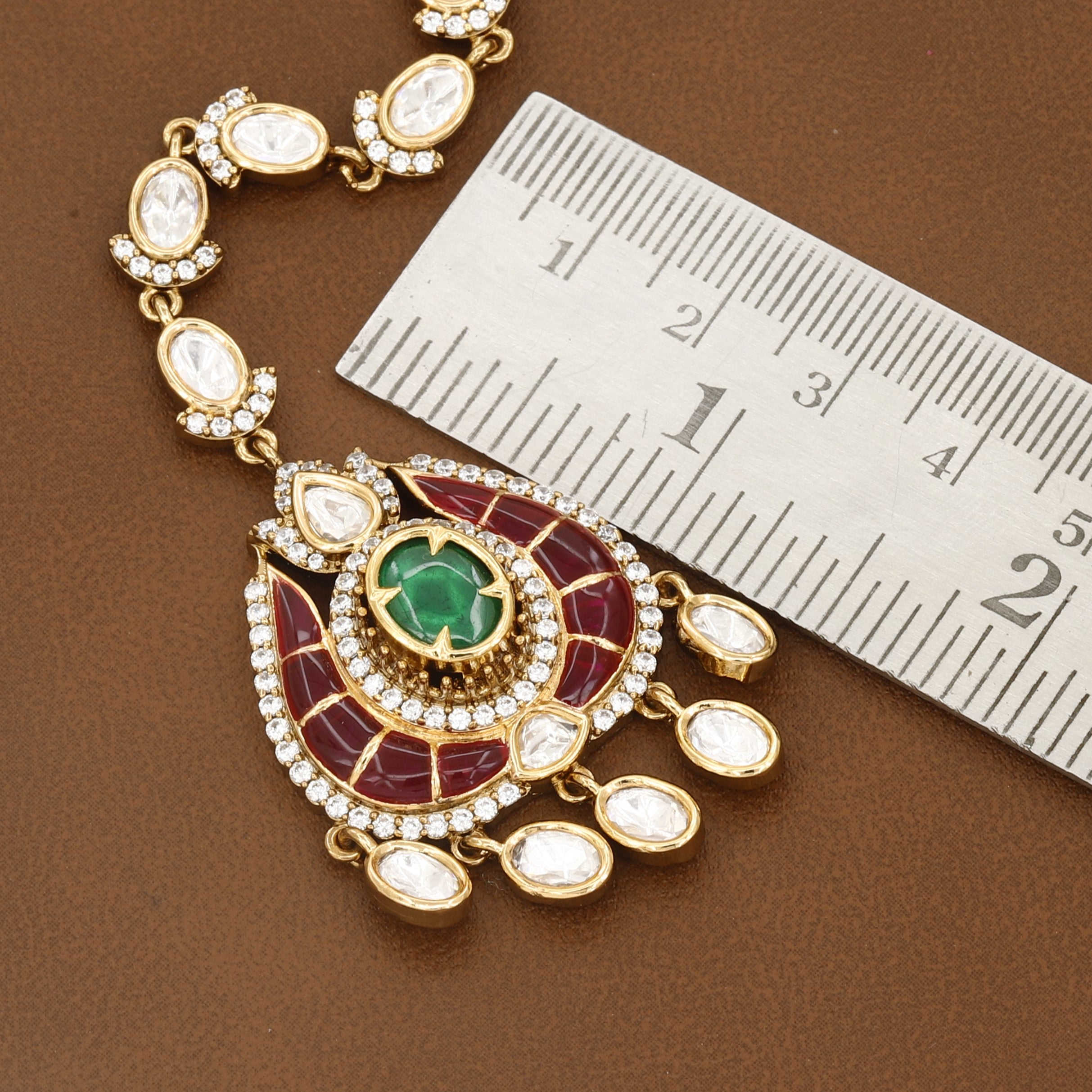 Victorian Polished Traditional Kundan-Style Wedding Maang Tikka