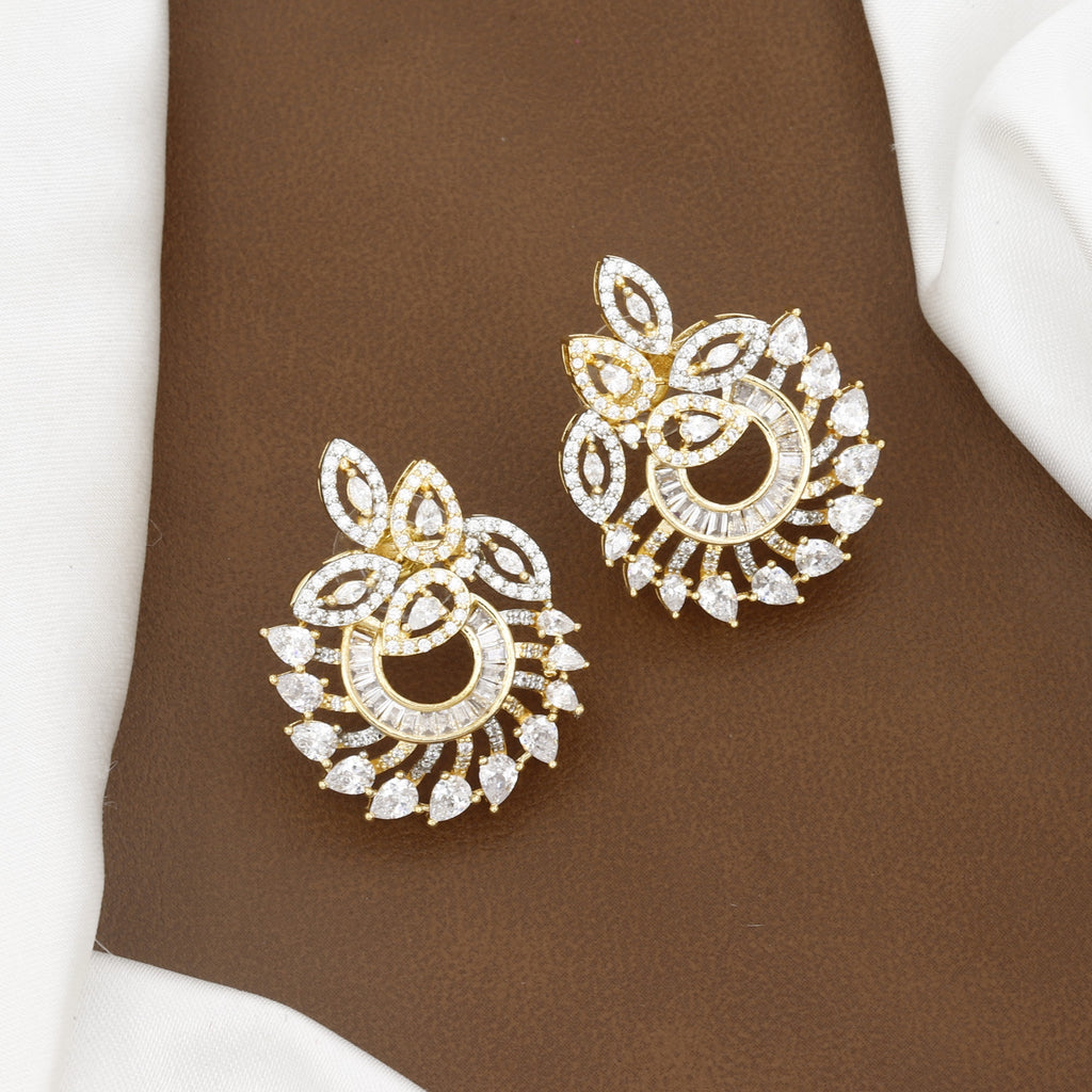 Elegant Gold Sunburst Pendant Set with Matching Earrings And Chain