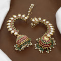 Traditional Ruby & Emerald Kundan Jhumka Ear Cuffs
