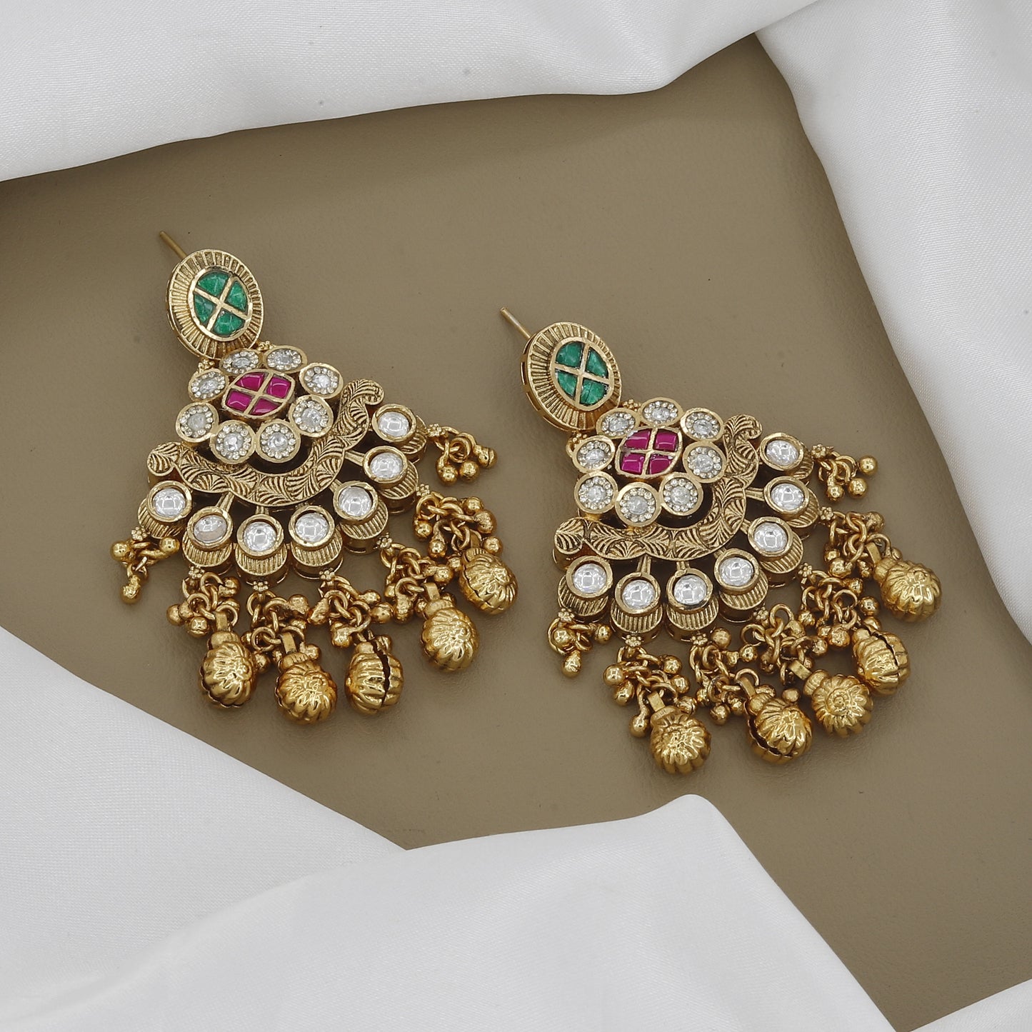 Elegant Multi-Strand Seed Pearl & Antique Gold Necklace Set