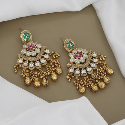 Elegant Multi-Strand Seed Pearl & Antique Gold Necklace Set