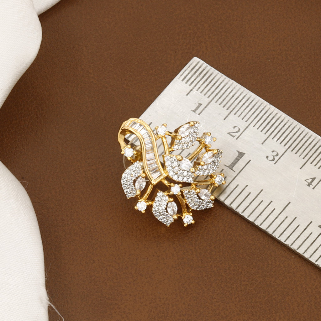 Elegant Gold Floral Pendant Set with Matching Earrings With Chain