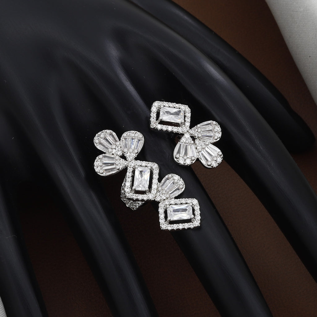 Silver Geometric Floral Statement Ring