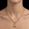 Gold Faceted Teardrop Pendant on Triple-Strand Chain