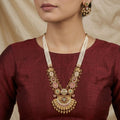 Long Multi-Strand Pearl & Antique Gold Kundan Necklace Set
