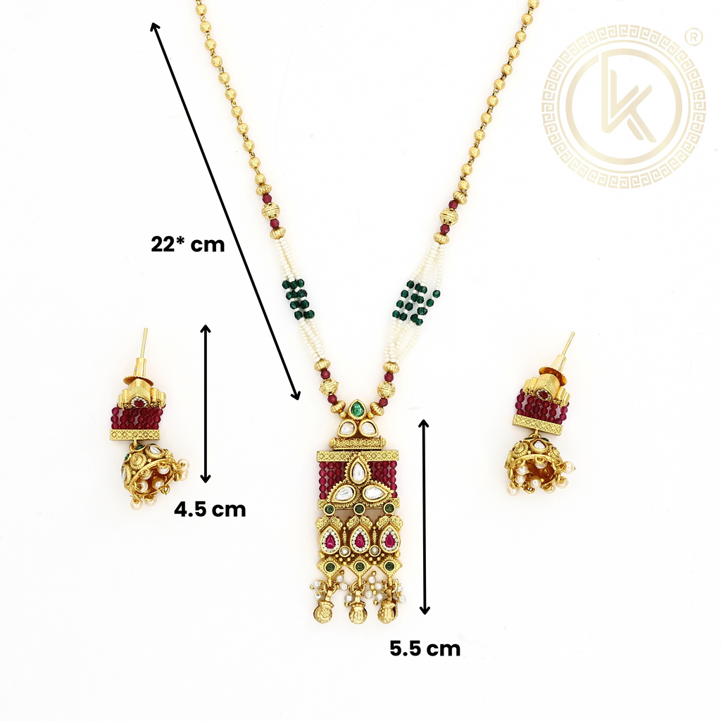 Regal Kundan Mini Pearl Pendant Set