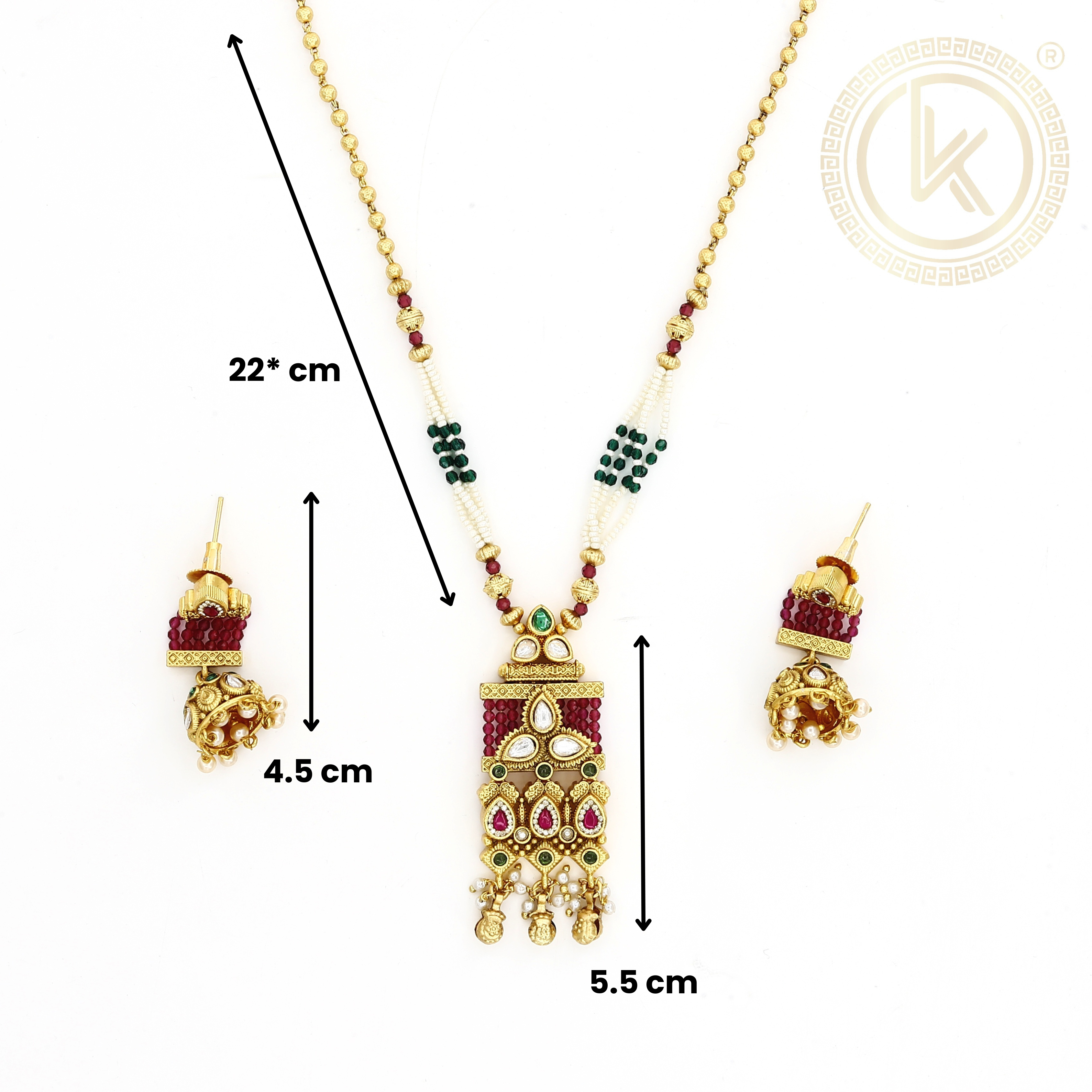 Regal Kundan Mini Pearl Pendant Set