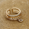 Gold Roman Numeral Dangle Ring with Sparkling Accents