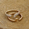 Elegant Gold-Toned Adjustable Wrap Rings with Crystal Accents
