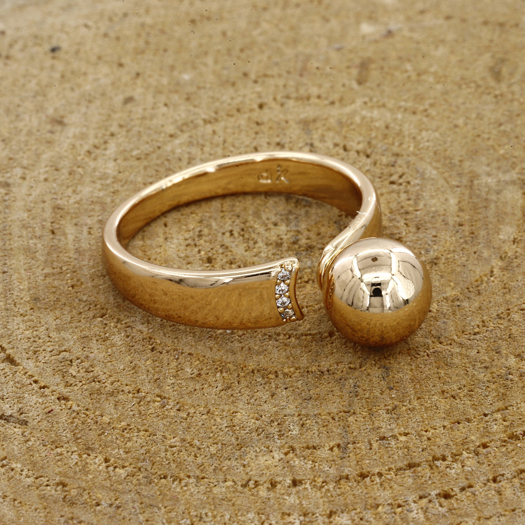 Gold Ball Bypass Adjustable Ring