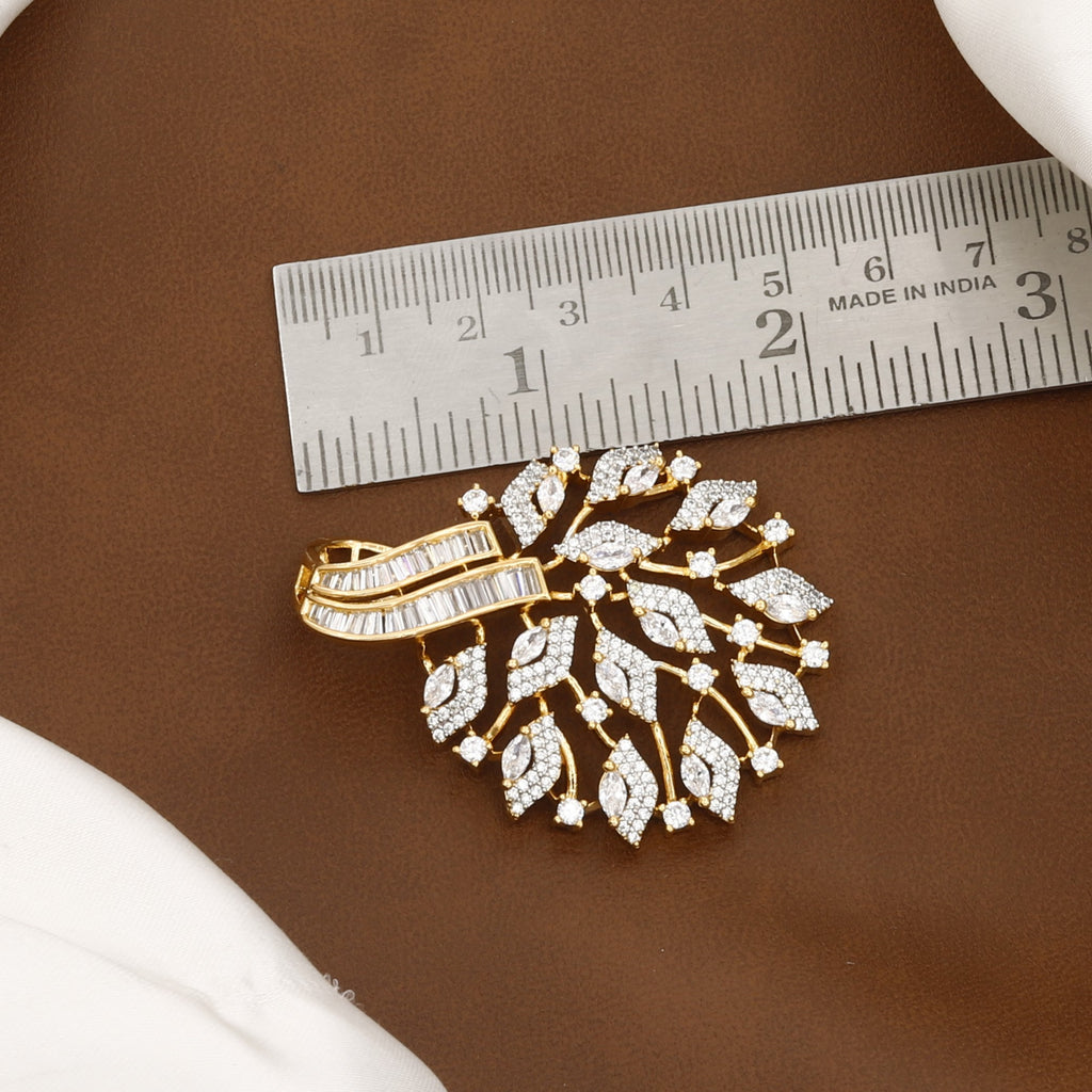Elegant Gold Floral Pendant Set with Matching Earrings With Chain