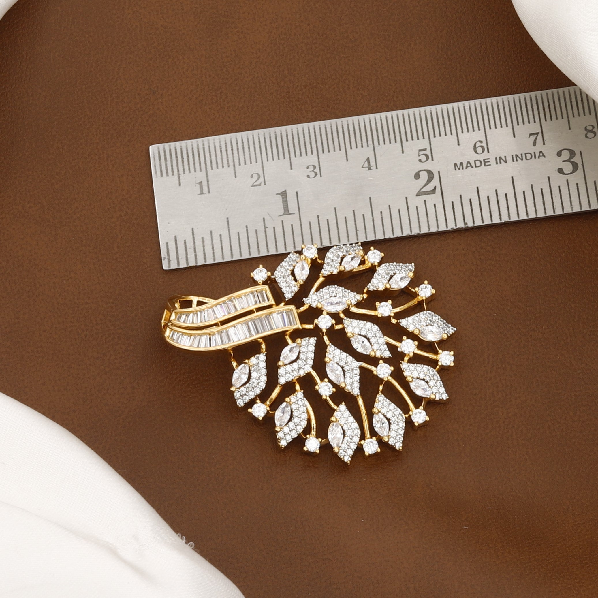 Elegant Gold Floral Pendant Set with Matching Earrings With Chain