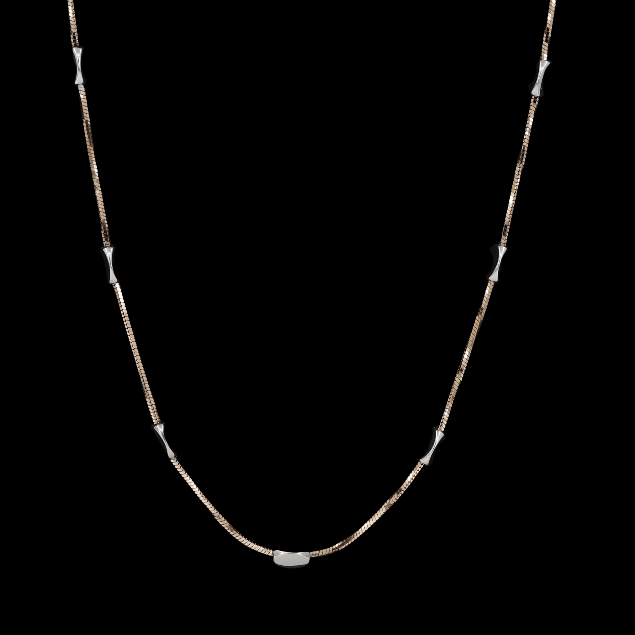 Gold Snake Chain with Silver Oval Beads