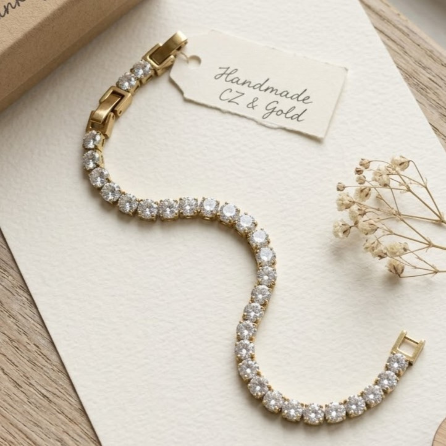 Elegant Gold Crystal Tennis Bracelet