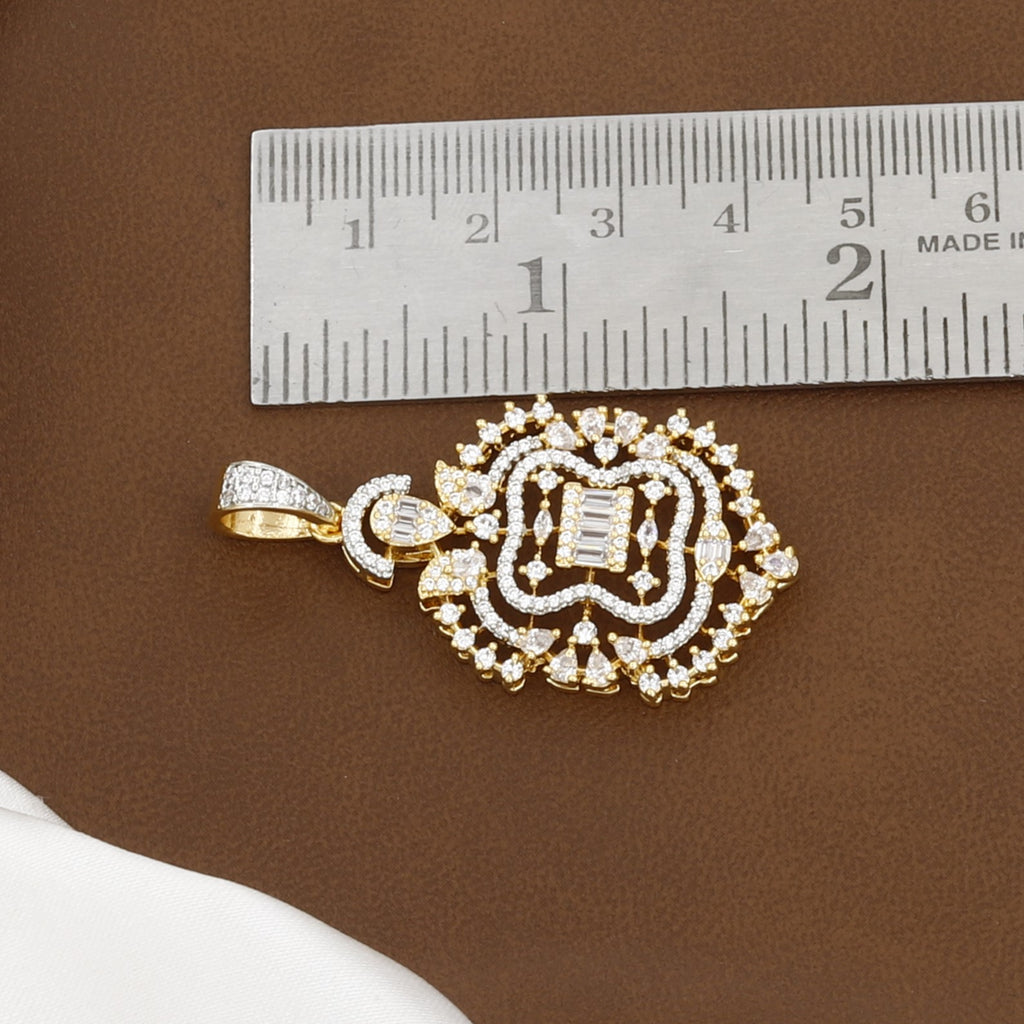 Elegant Festive Gold Pendant Set with Matching Earrings With Chain
