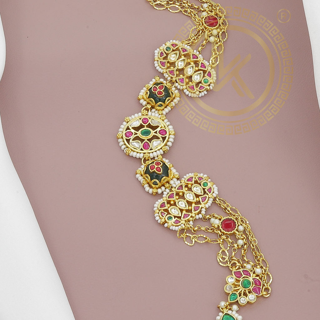 Bridal Kundan Matha Patti with Pearl & Multicolor Stone Work