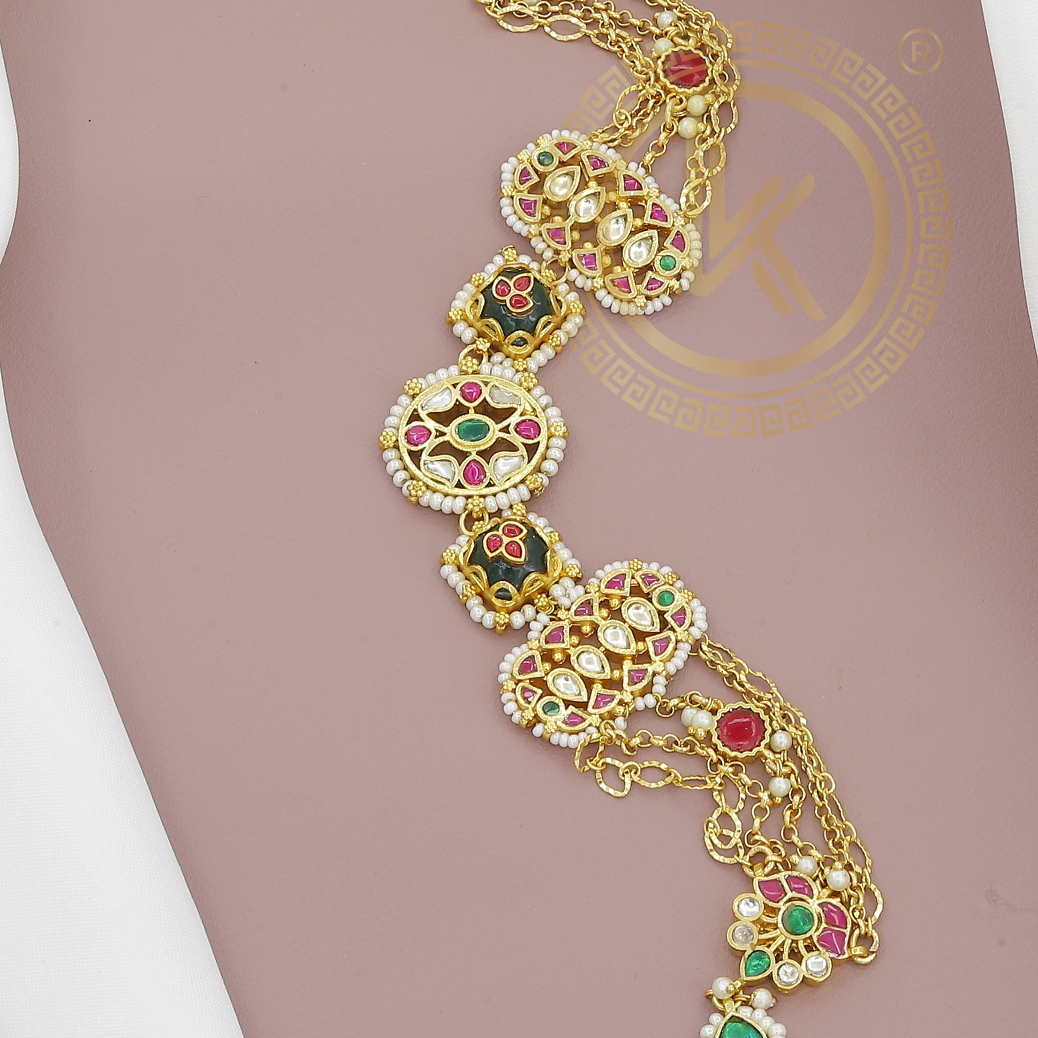 Bridal Kundan Matha Patti with Pearl & Multicolor Stone Work