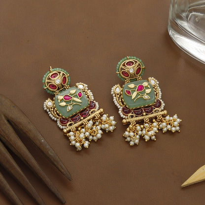 Vintage Long Heritage Design Moti Necklace Set