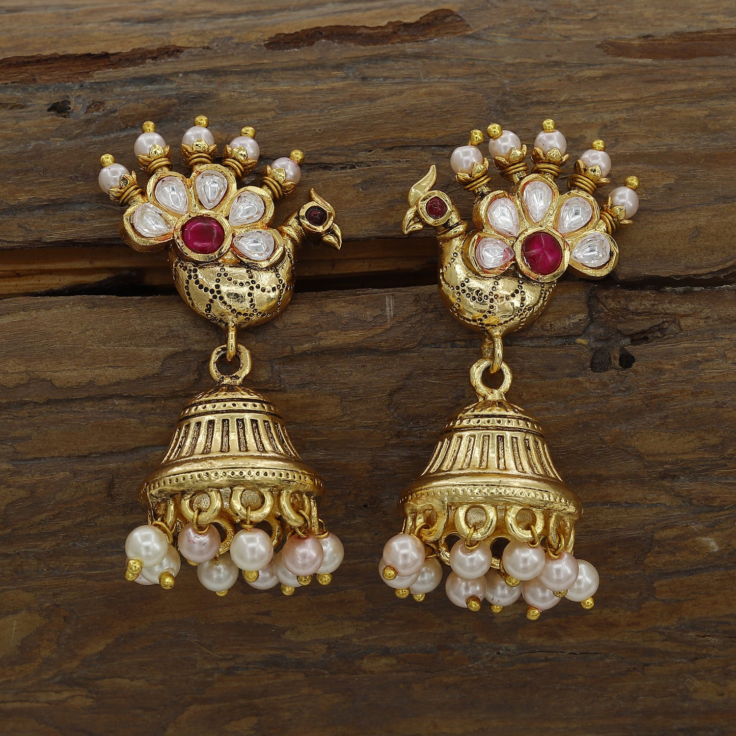 Antique Mini Jumkha Wedding Wear Earrings