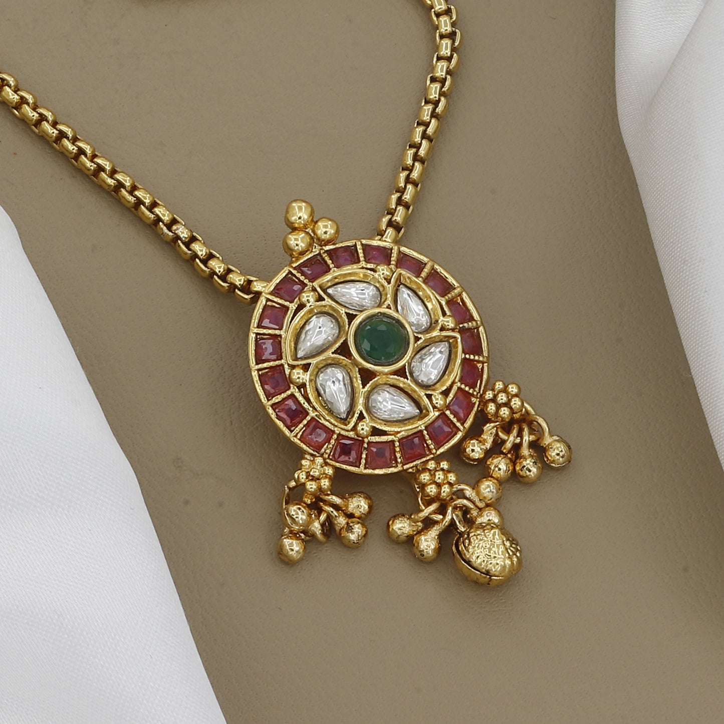 Traditional Kundan Medallion Necklace Set (Medium)