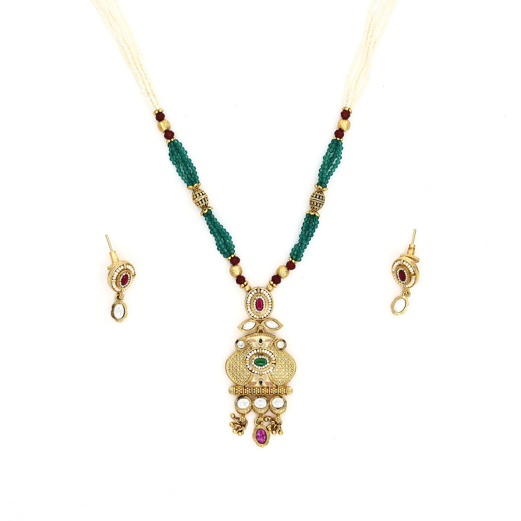 Kundan Meenakari Mini Necklace Set